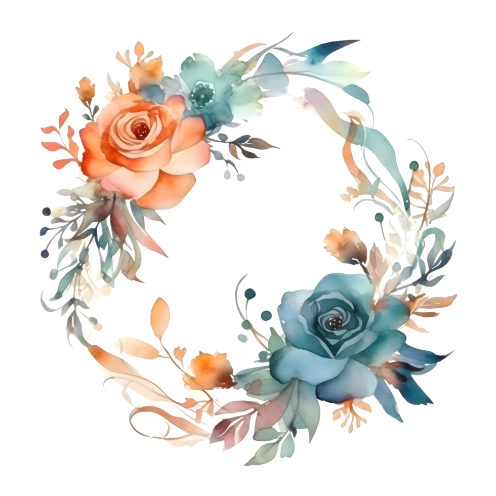 wijnoogst bloemen grens met rozen en bladeren. perfect voor verjaardag uitnodigingen en kaarten. PNG transparant achtergrond