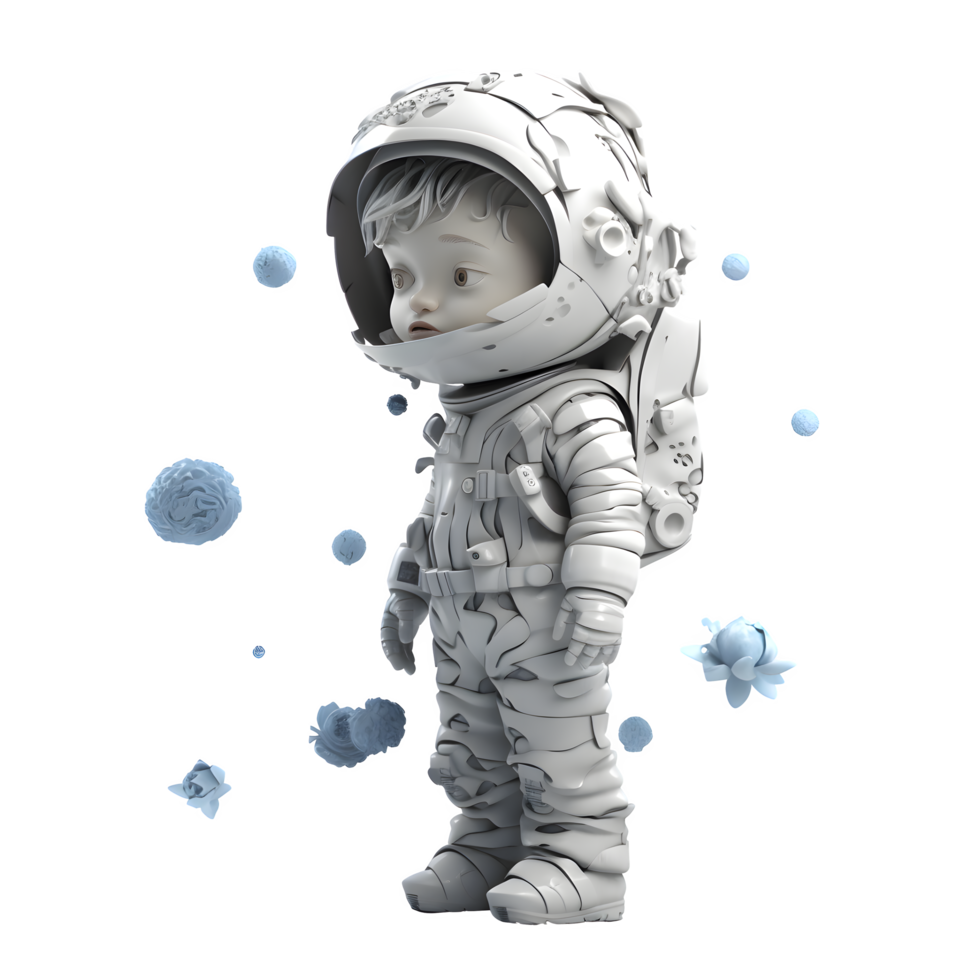 3D Render of an Astronaut with a Space Helmet on White Background PNG Transparent Background