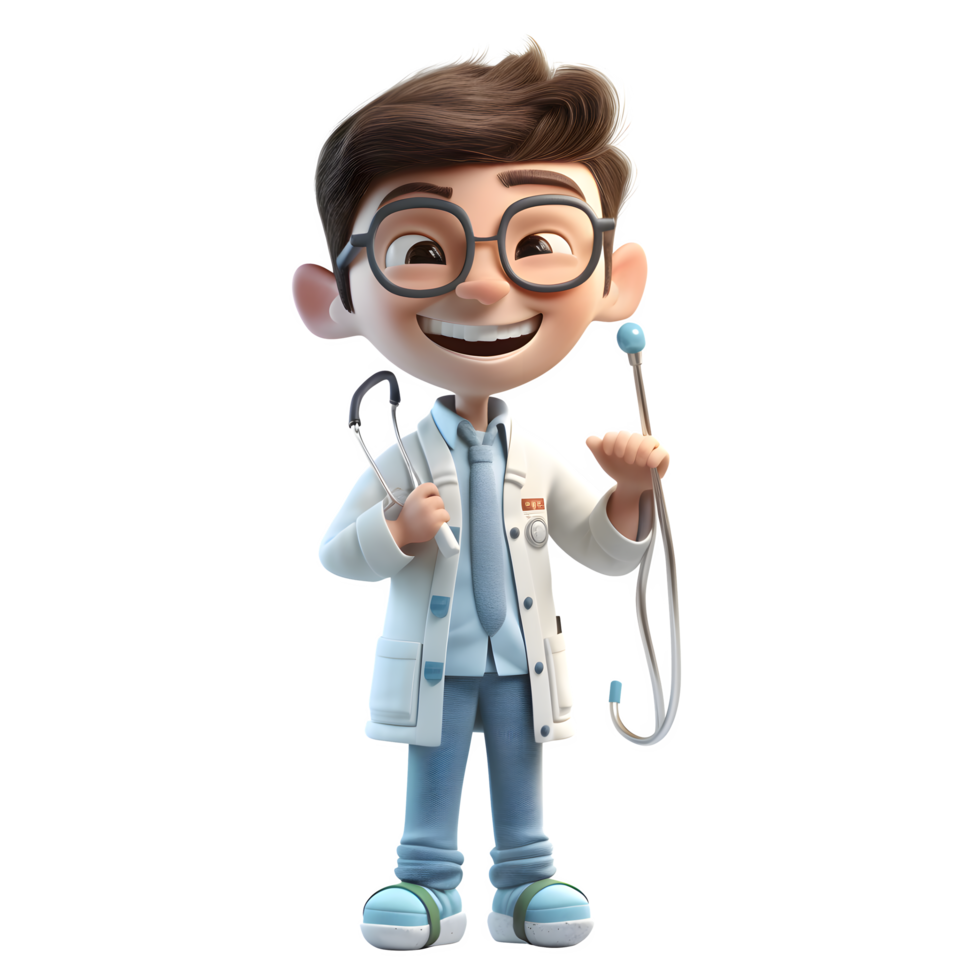 Serious 3D Dentist with Mouth Mirror Ideal for Dental Examination or Diagnosis Concepts PNG Transparent Background