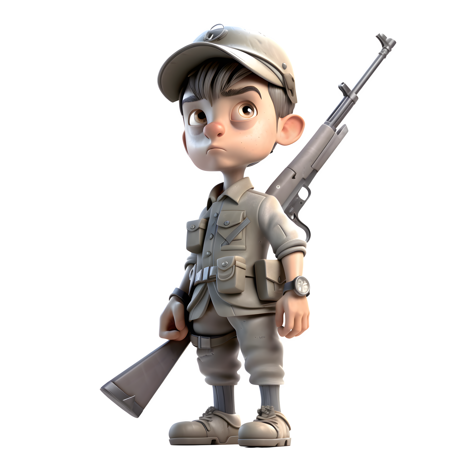 Disciplined and Prepared 3D Army Man in Uniform on White Background PNG