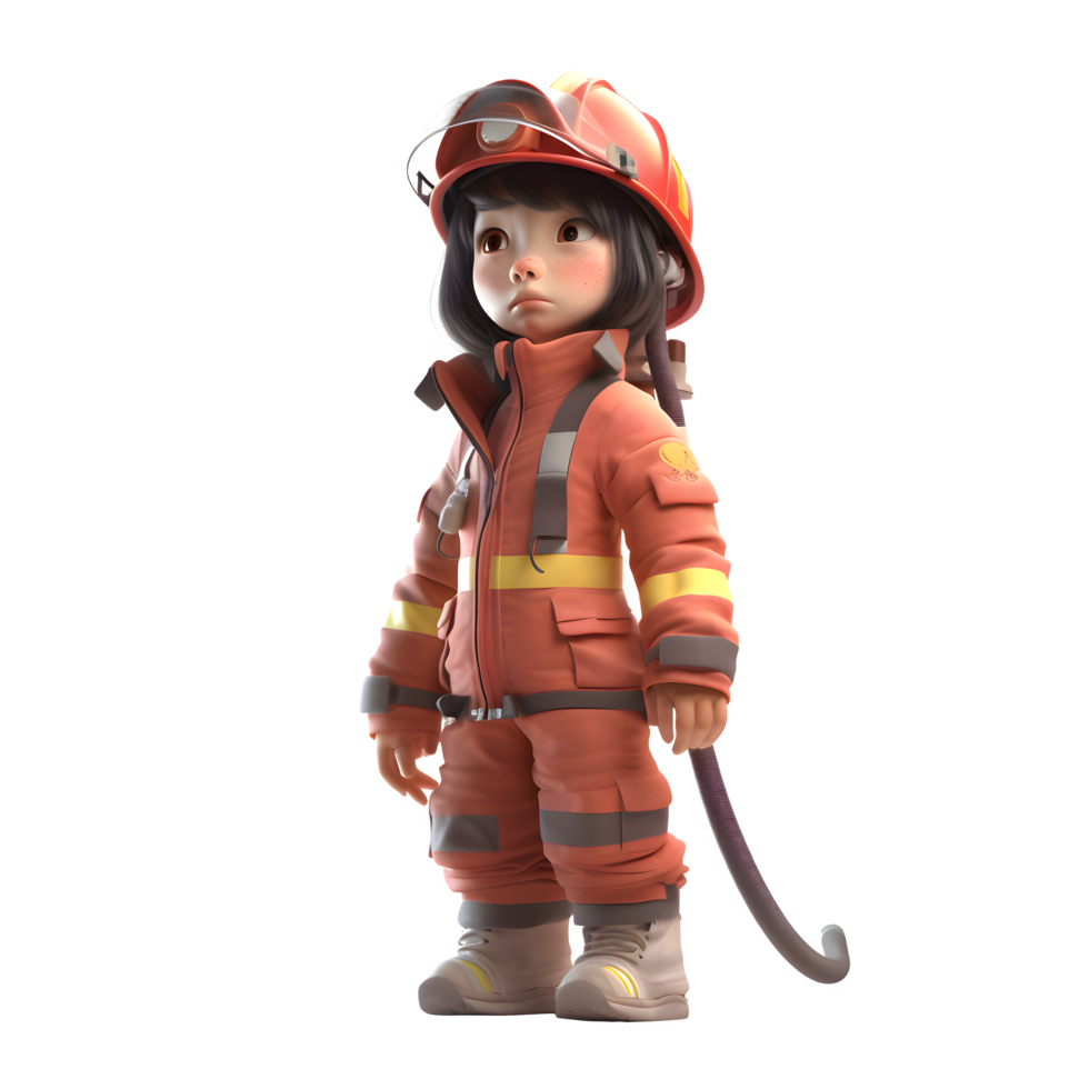 Smart and Innovative 3D Firefighter Women Resourceful and Creative Models for Fire Prevention and Safety Innovation Projects PNG Transparent Background