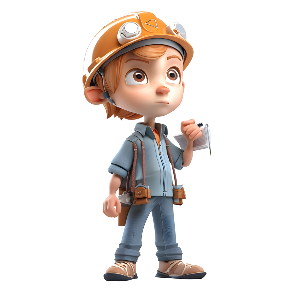 Professional 3D Engineer with Hard Hat Great for Architecture or Engineering Services PNG Transparent Background