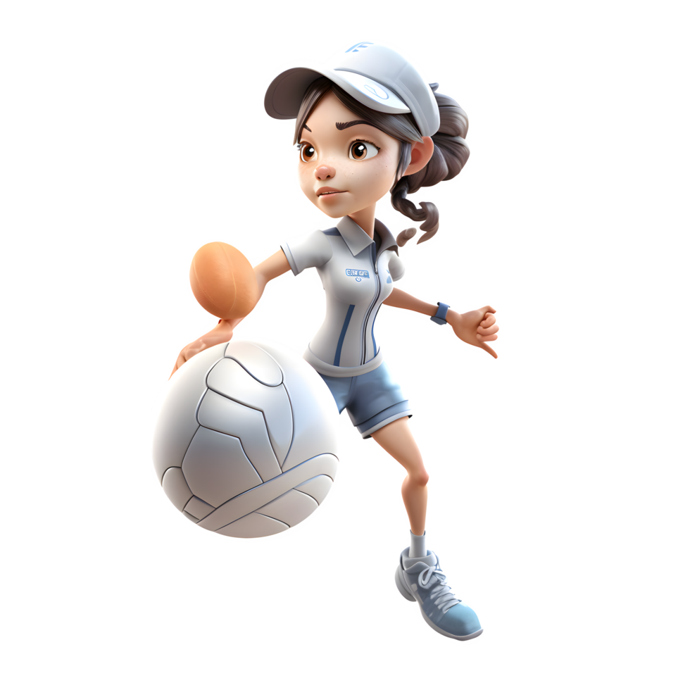 Kickin' It with 3D Cute Girl Soccer Player PNG Transparent Background