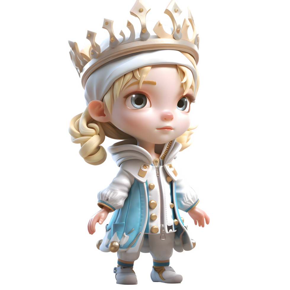 Imperial 3D Queen with a Glittering Crown PNG Transparent Background