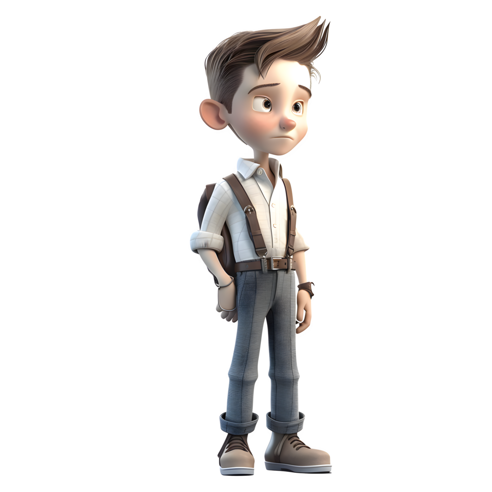 Successful 3D Student boy with bright future on white background PNG Transparent Background