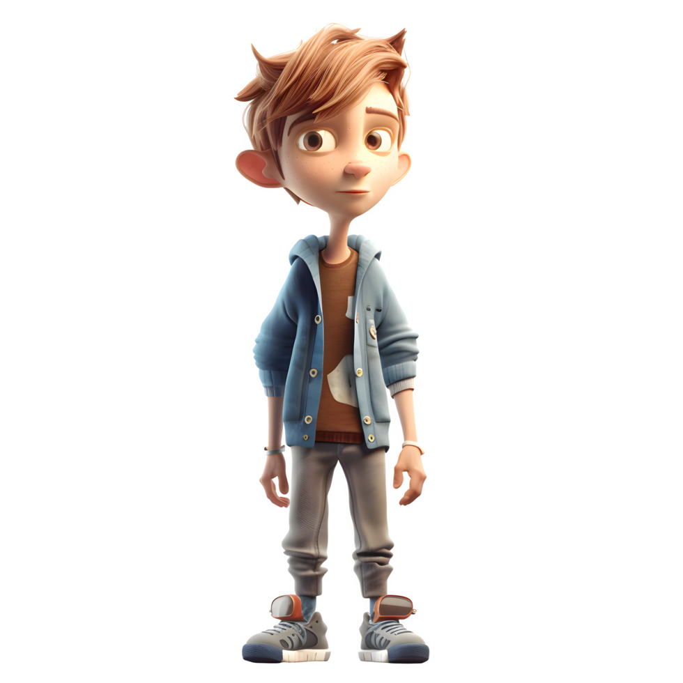 Optimistic 3D Student boy with big dreams on white background PNG Transparent Background