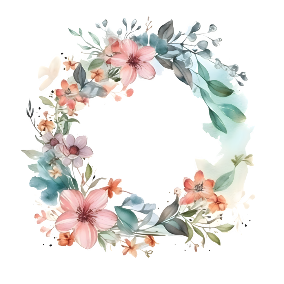 elegant botanisch Einladung mit zart Rosen und Grün png transparent Hintergrund