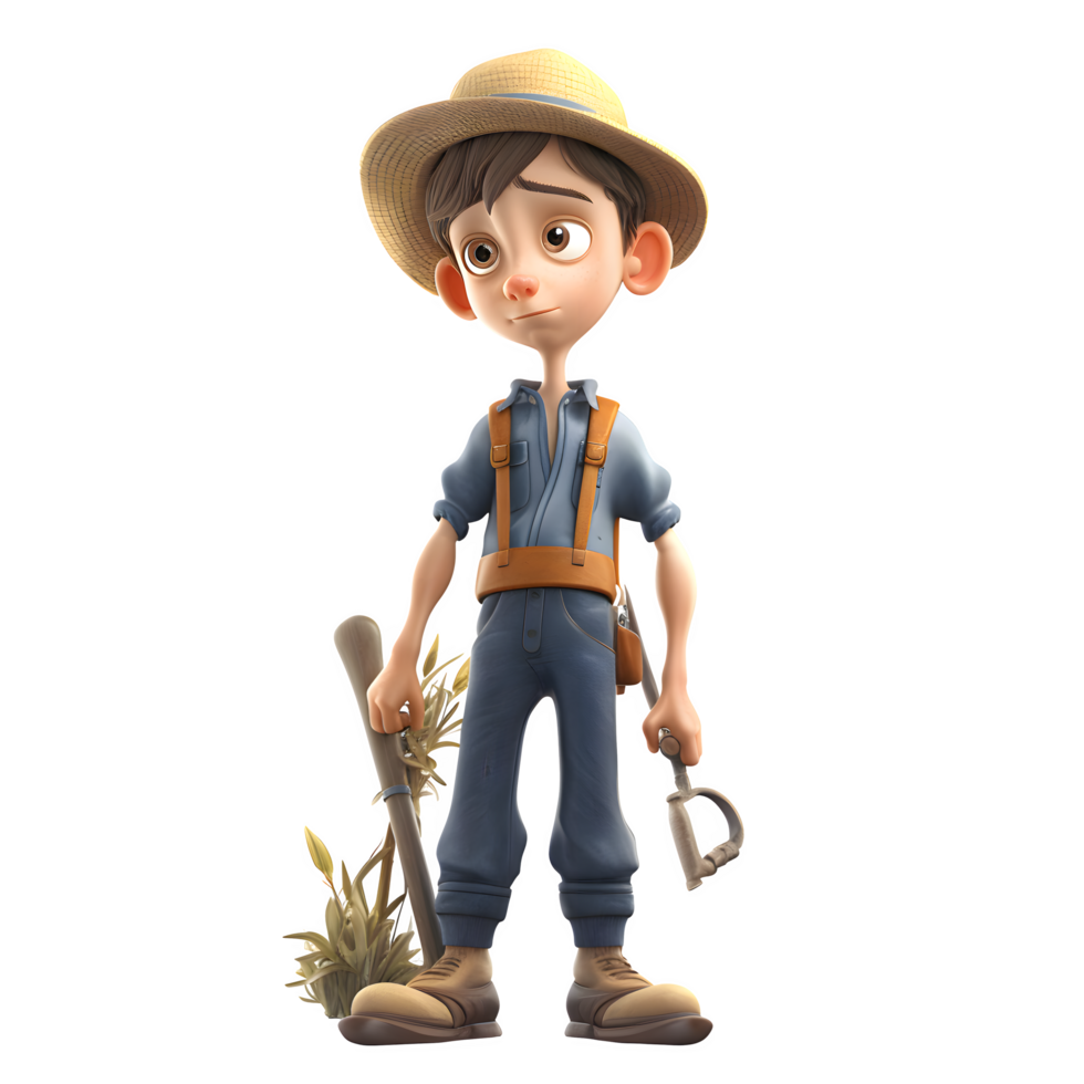 Sustainable 3D Farmer Great for Green Energy or Sustainability Concepts PNG Transparent Background