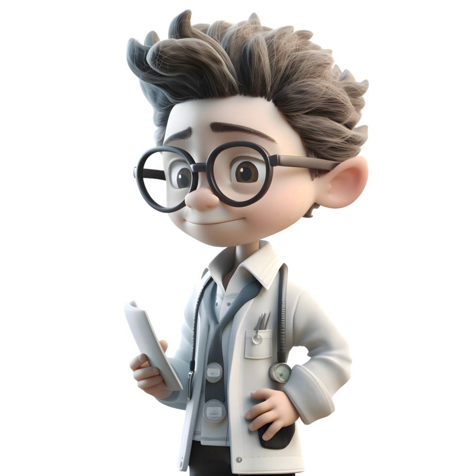 Modern 3D Doctor with Blood Pressure Monitor Suitable for Hypertension or Cardiovascular Related Designs PNG Transparent Background