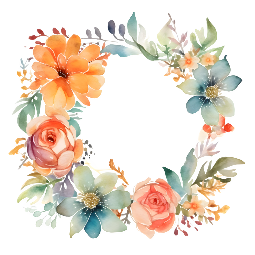 elegant Blumen- Aquarell Rahmen zum Hochzeit Einladungen und Gruß Karten. png transparent Hintergrund