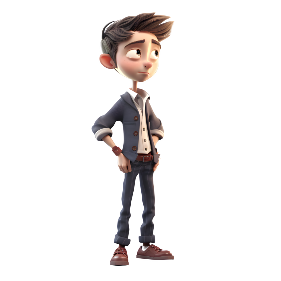 Independent 3D Student boy with self study on white background PNG Transparent Background