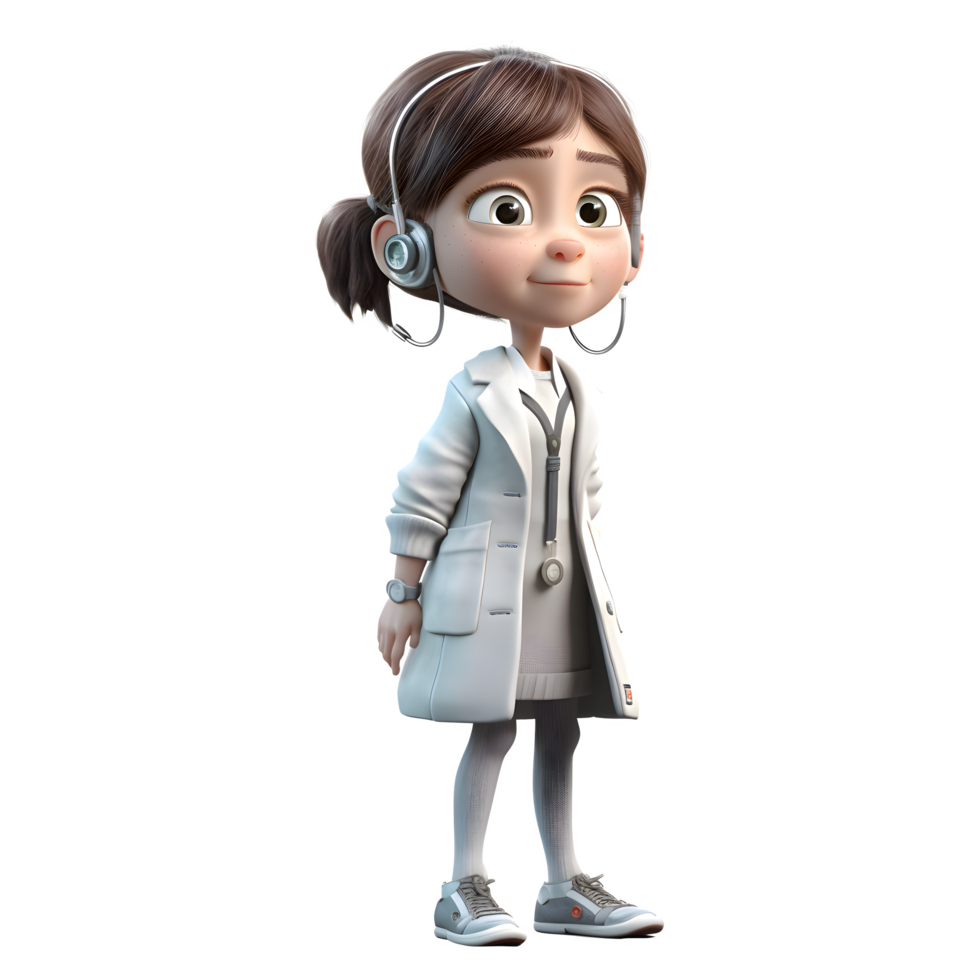 Sweet and Smart 3D Girl Student Character PNG Transparent Background