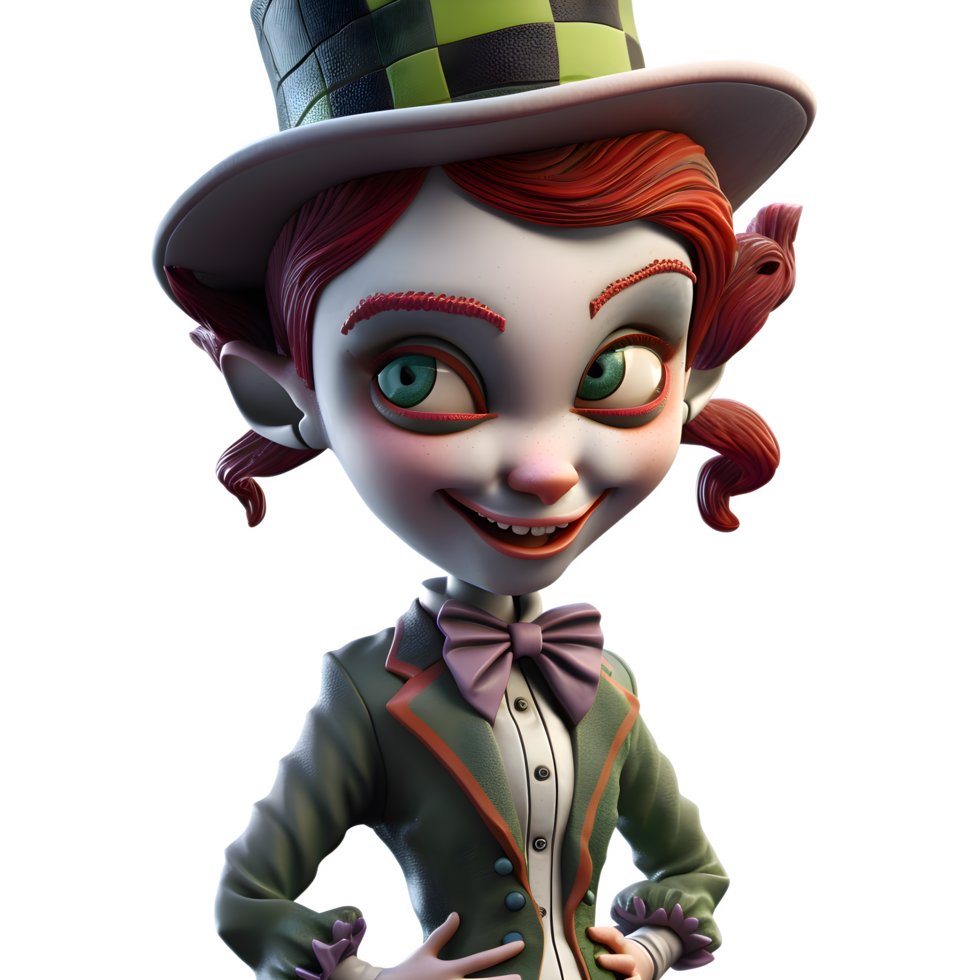 3D Joker Girl with an Attitude and a Deck of Cards PNG Transparent Background