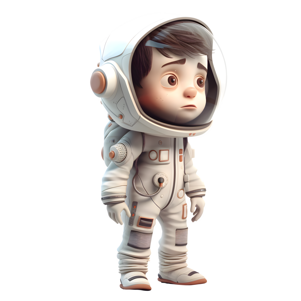 3D Astronaut Ready for Mission on White Background PNG Transparent Background