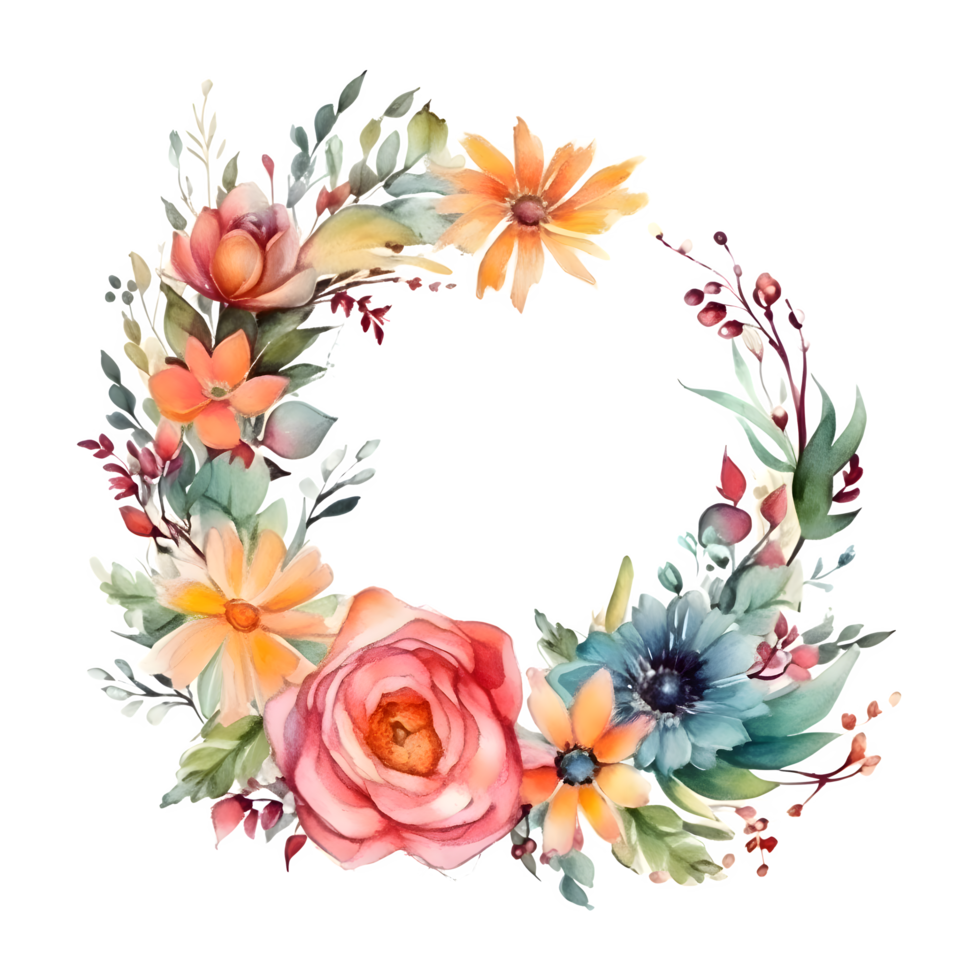 main tiré floral Contexte avec verdure et fleurs sauvages. parfait pour sur le thème de la nature conceptions. png transparent Contexte