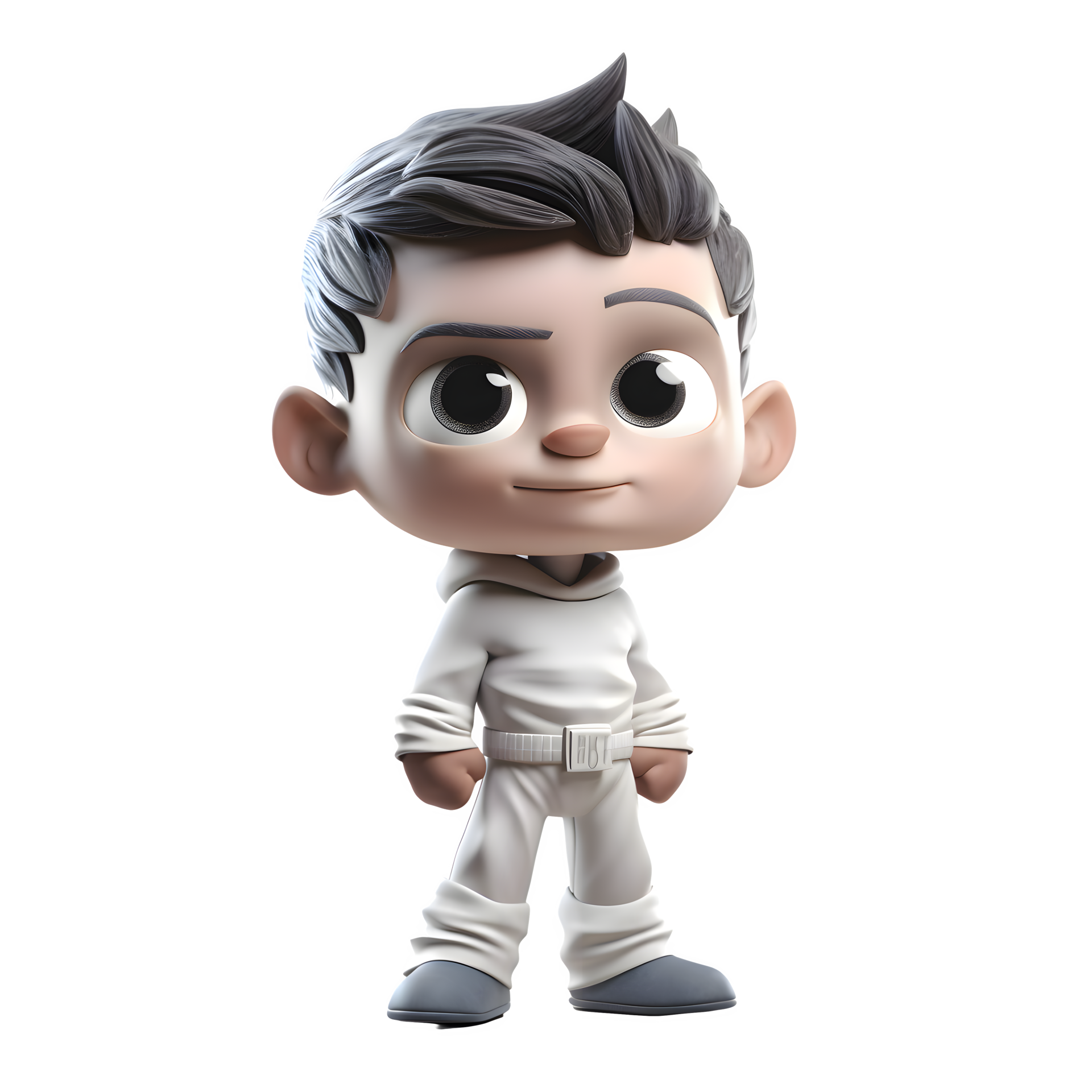 Free Intrepid 3D Boy in Heroic Outfit on White Background PNG