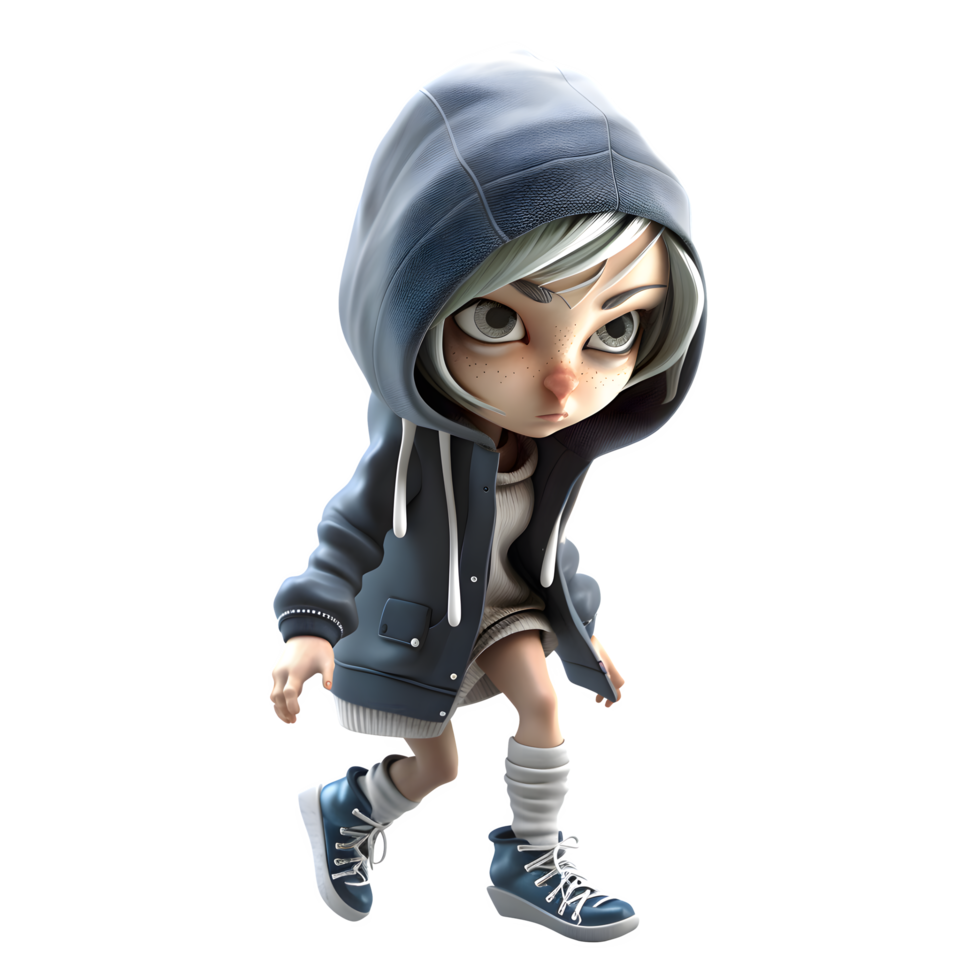 Quirky 3D Burglar Girl Unique and Whimsical Character for Creative Projects PNG Transparent Background