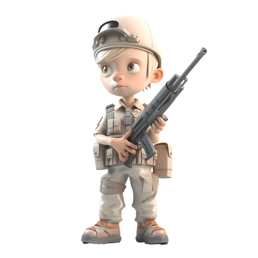 Defender of Freedom 3D Render of Army Man in Uniform on White Background PNG Transparent Background