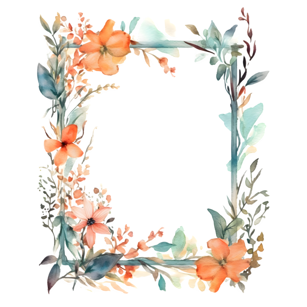 Rustic botanical frame with wildflowers and foliage PNG Transparent Background