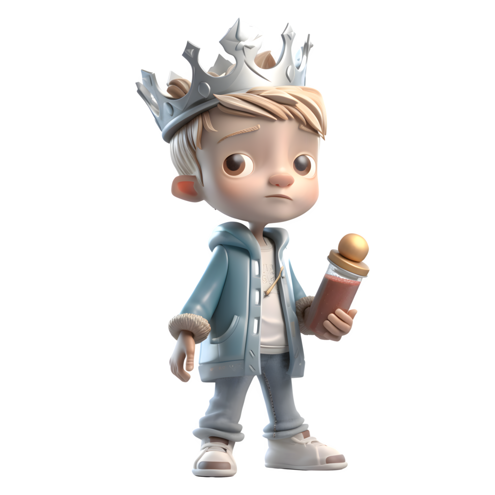 Noble 3D Boy King Perfect for Heraldry or Crest Inspired Designs PNG Transparent Background
