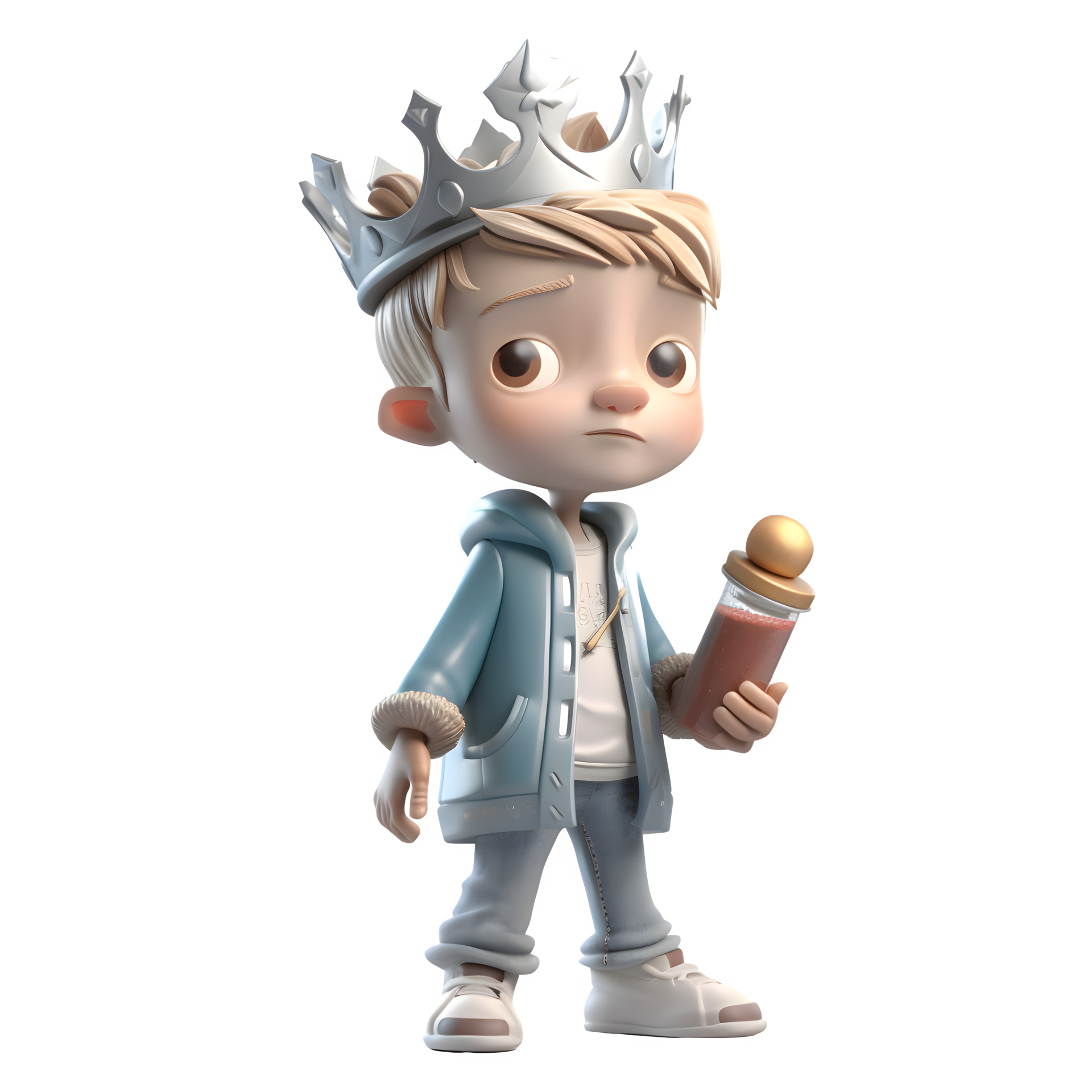 Noble 3D Boy King Perfect for Heraldry or Crest Inspired Designs PNG