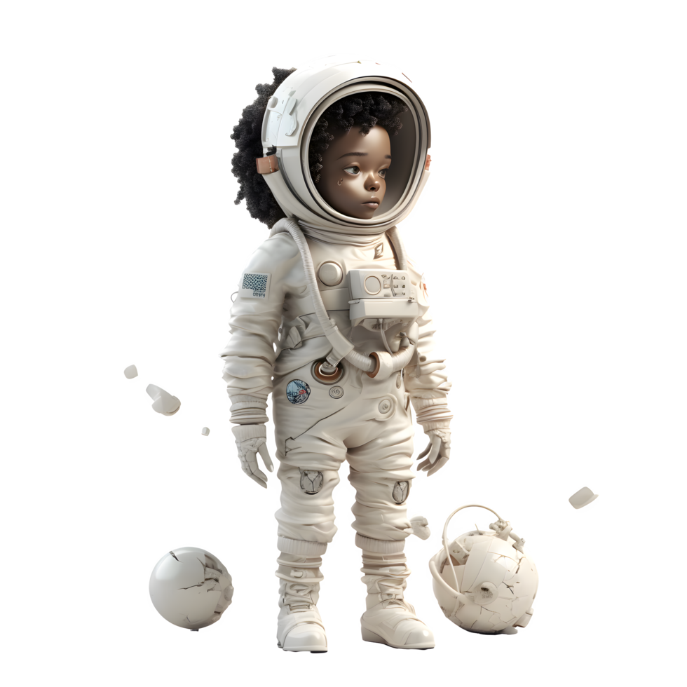 Galactic Girl 3D Cute Astronaut Woman PNG Transparent Background