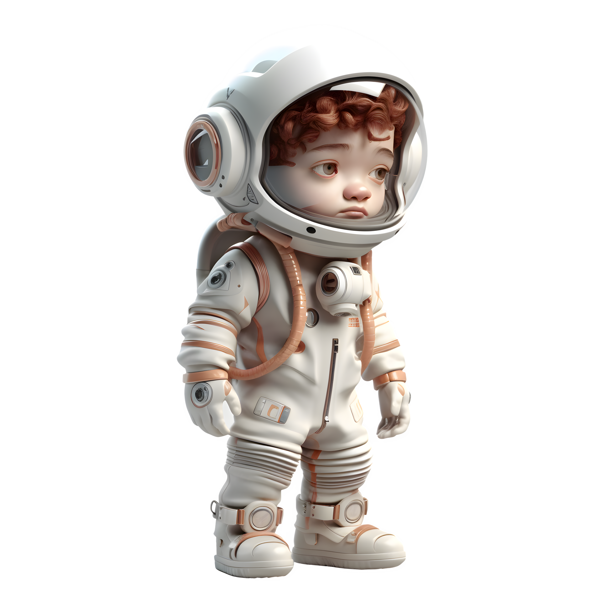 3D Astronaut in Spacesuit on Pure White Background PNG Transparent