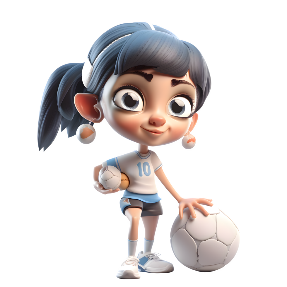 Soccer Sensation 3D Cute Girl Player PNG Transparent Background