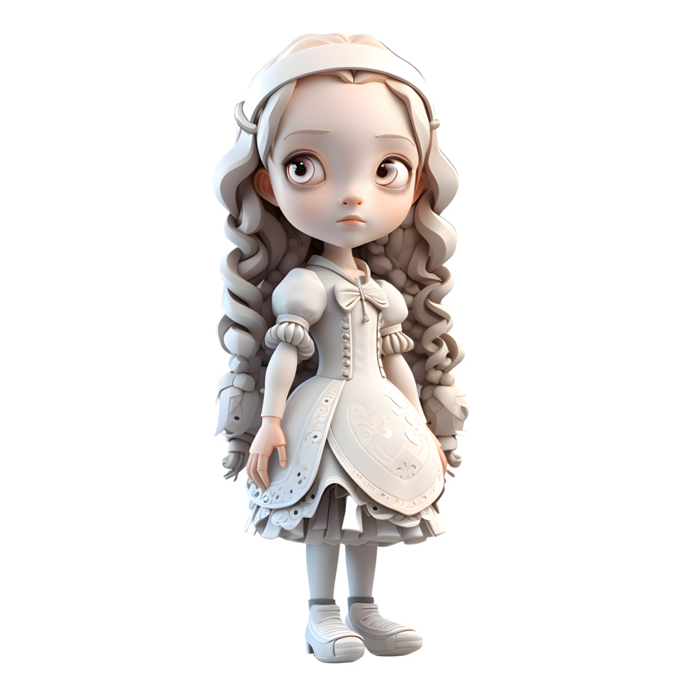 Innocent 3D girl with a cheerful expression PNG Transparent Background