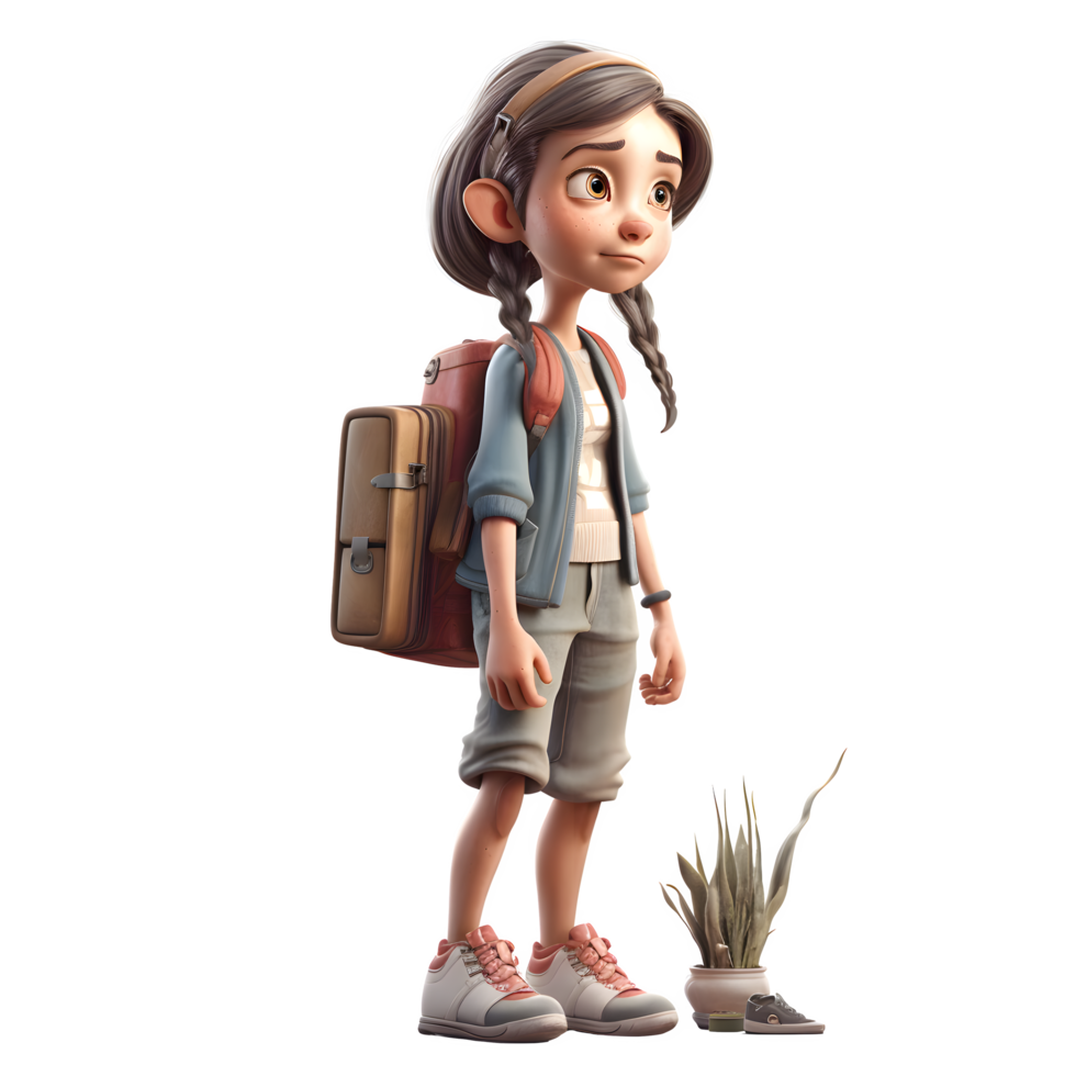 Girl Genius 3D Cute Girl Student PNG Transparent Background