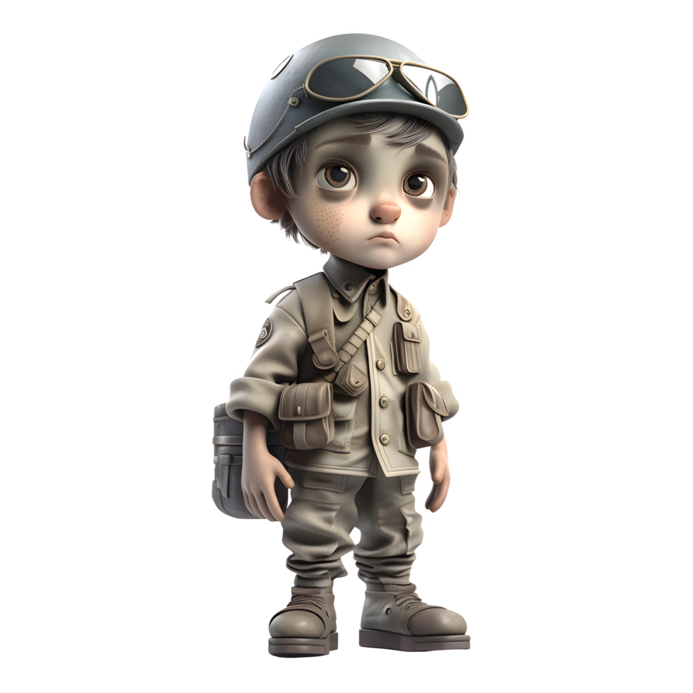 Brave and Resilient 3D Army Man in Uniform on White Background PNG Transparent Background