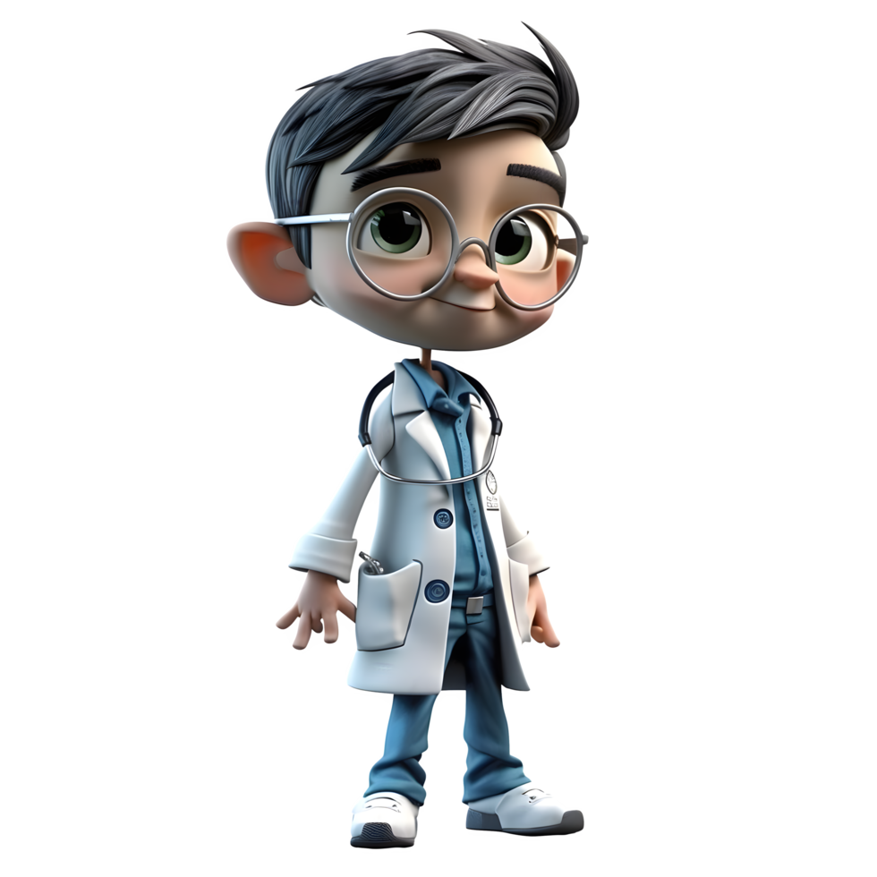 Elegant 3D Doctor with Hospital Bed Perfect for Medical Facility or Inpatient Care Advertising PNG Transparent Background