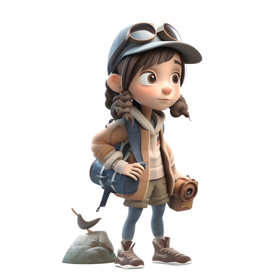 Candid Camera 3D Cute Girl Photographer in Action PNG Transparent