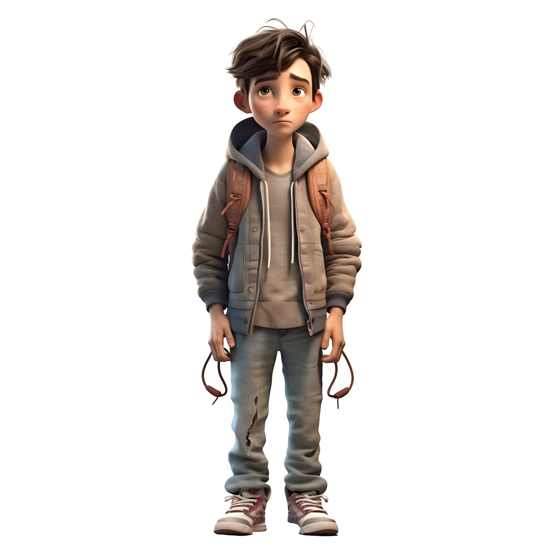 Active 3D Student boy playing sports on white background PNG