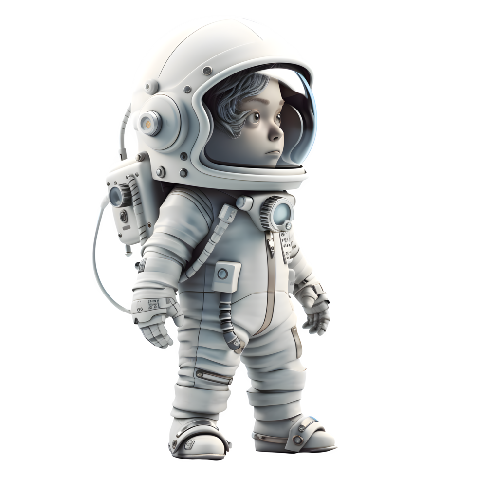 Spacewalk 3D Astronaut Man on White Background PNG Transparent Background