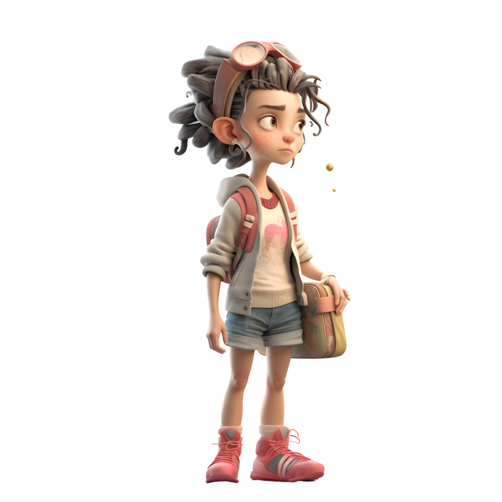 linda 3d menina com uma alegre semblante png transparente fundo