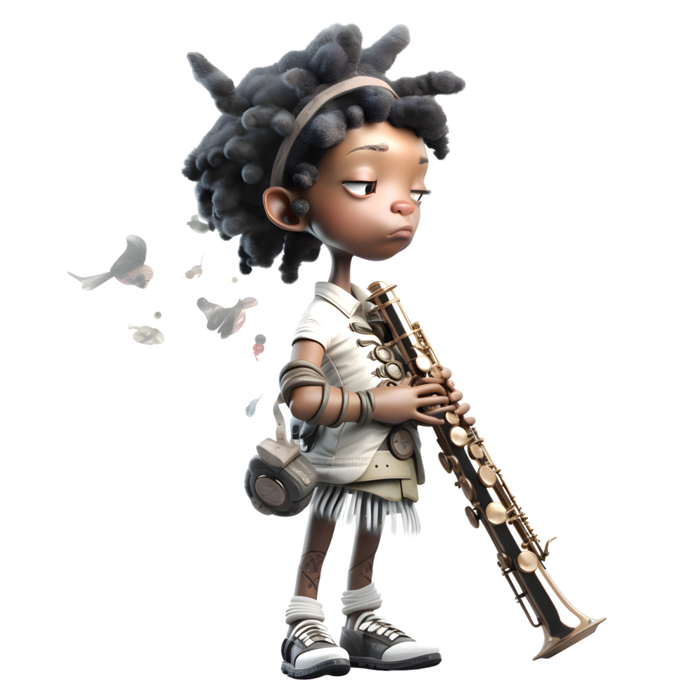 Cute Girl Musician in 3D with Musical Talent PNG Transparent Background