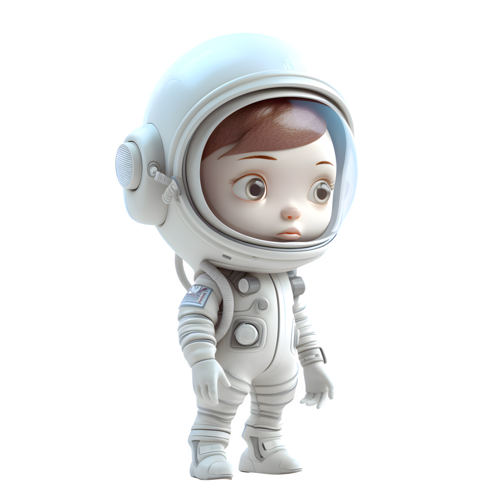 spazio cadetto carino 3d carino ragazza nel astronauta completo da uomo png trasparente sfondo