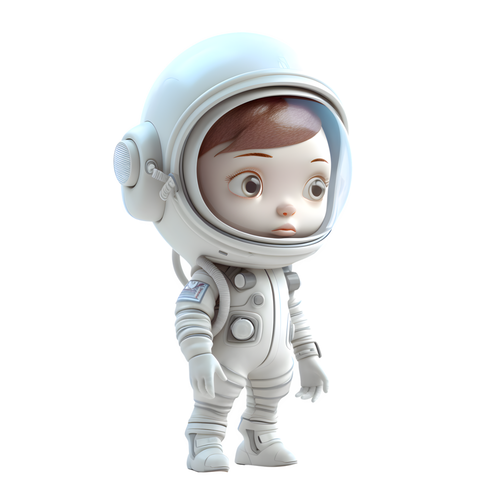 Space Cadet Cutie 3D Cute Girl in Astronaut Suit PNG Transparent Background