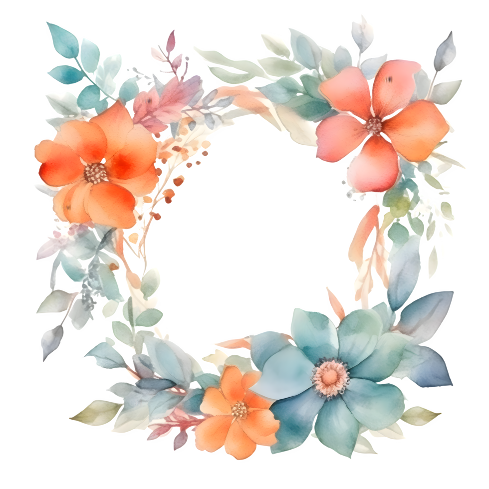 Soft and dreamy botanical frame with pastel blooms PNG Transparent Background