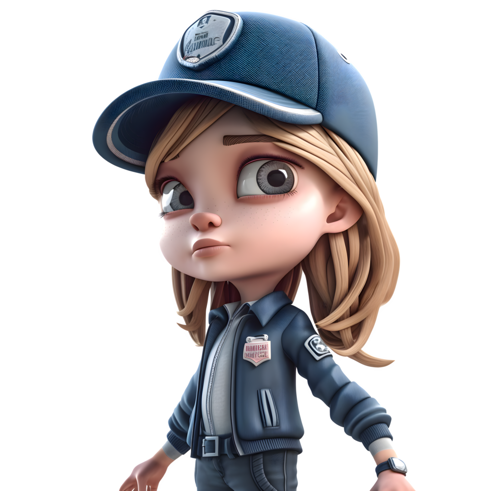 Smiling 3D Policewoman Model PNG Transparent Background
