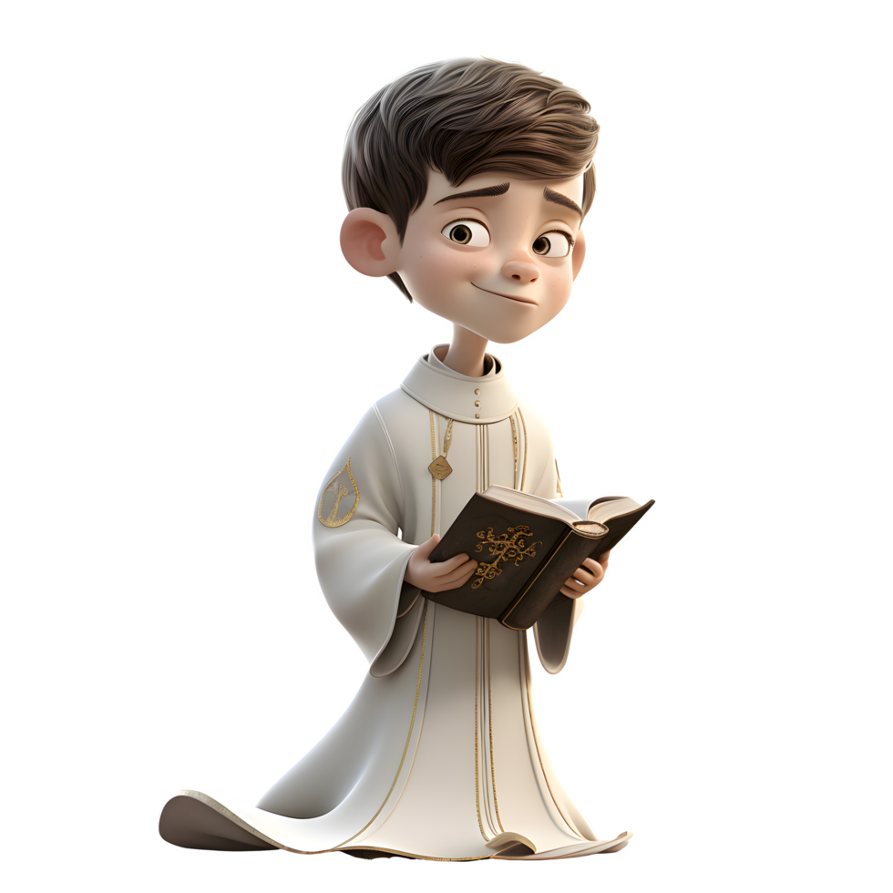 3D Render of a Religious Priest Standing on White Background PNG Transparent Background