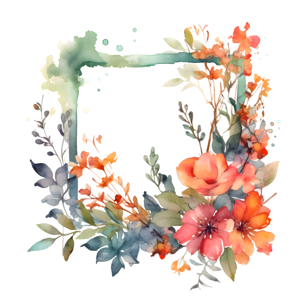 Aquarell Blumen- Rahmen mit erröten Rosa und Pfirsich Blumen. perfekt zum Braut- Dusche Einladungen. png transparent Hintergrund