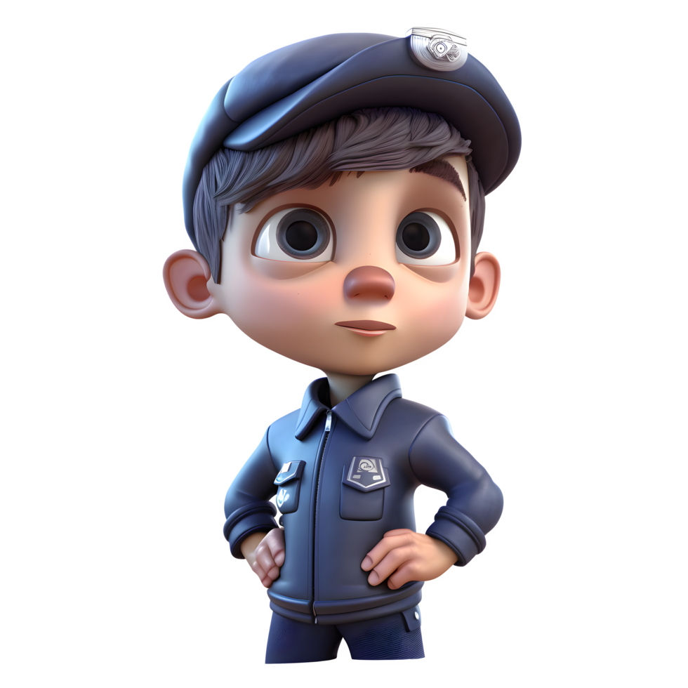 The Thin Blue Line 3D Render of Policeman in Action on White Background PNG Transparent Background