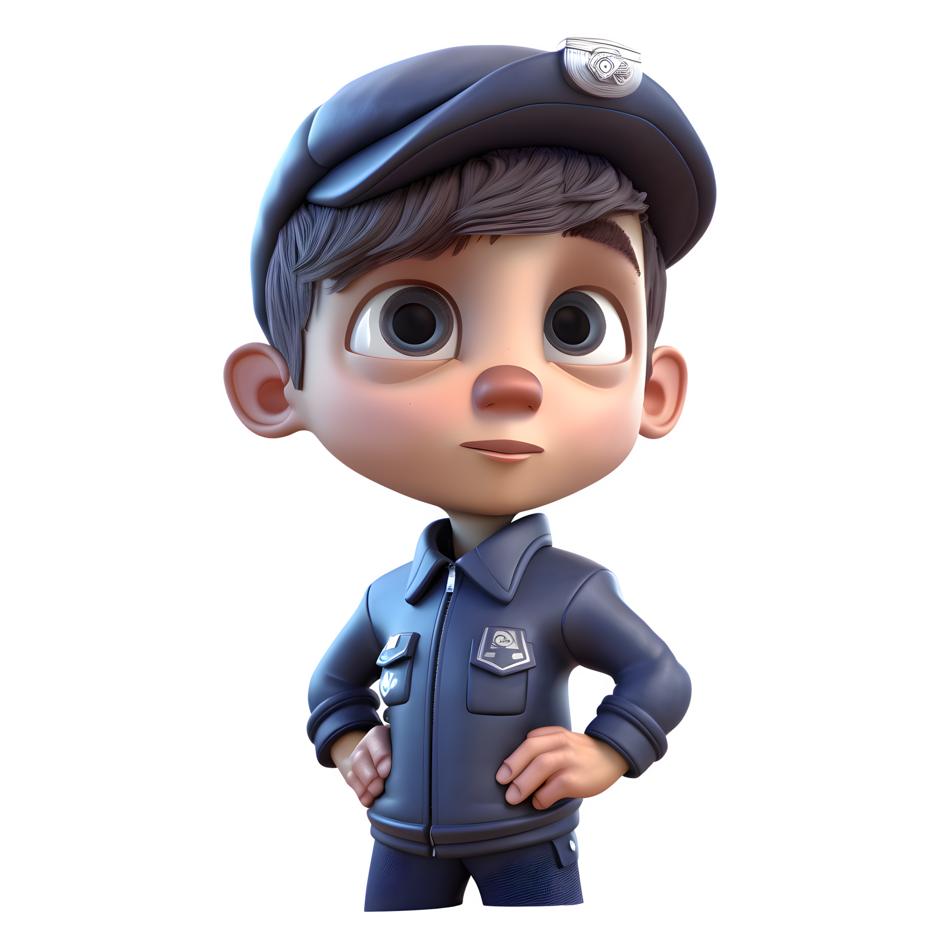 The Thin Blue Line 3D Render of Policeman in Action on White Background