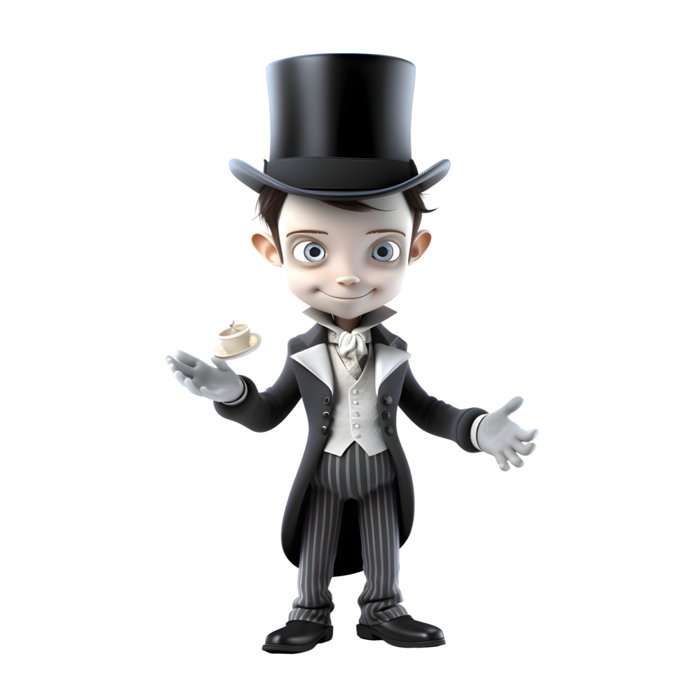 Captivating 3D Boy Magician with Hocus Pocus Spell Perfect for Enchantment or Incantation Concepts PNG Transparent Background
