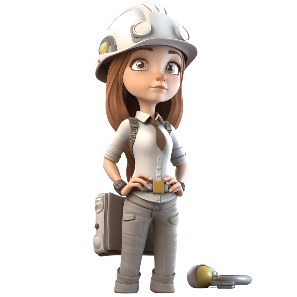 Reliable and Efficient 3D Engineer Women Dependable and Productive Characters for Civil Engineering Industry Advertising PNG Transparent Background