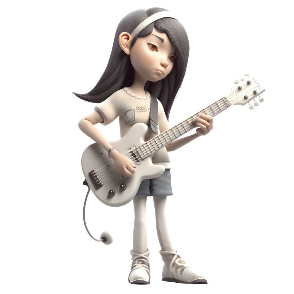 3D Musician Girl Spreading Her Musical Joy PNG Transparent Background