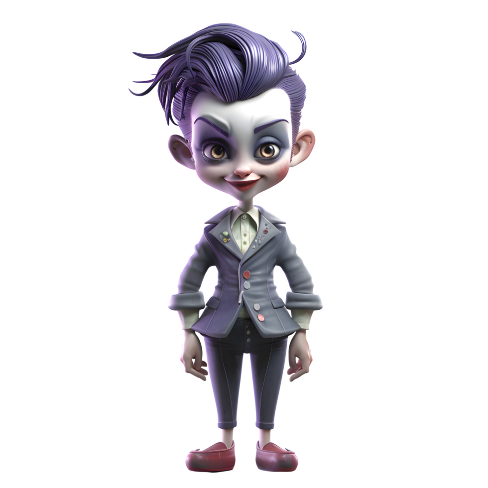 Sultry 3D Joker Woman with a Trick Up Her Sleeve PNG Transparent Background