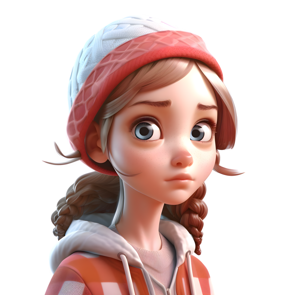 Pleasant 3D girl model with a smile PNG Transparent Background